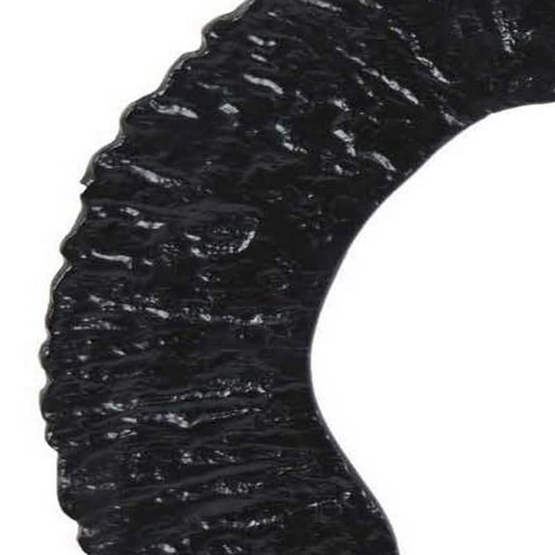 23 Inch Tabletop Decoration, Black Round Circle on Square Wood Base, Black
