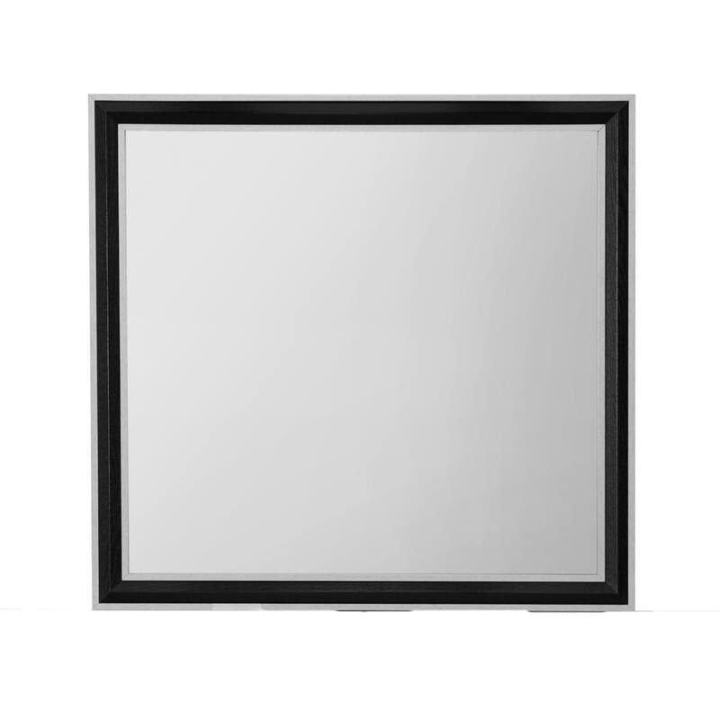 HomeRoots 39" Black And Gray Wood Dresser Mount Framed Mirror - 40.98 in. x 39.02 in. x 0.75 in.