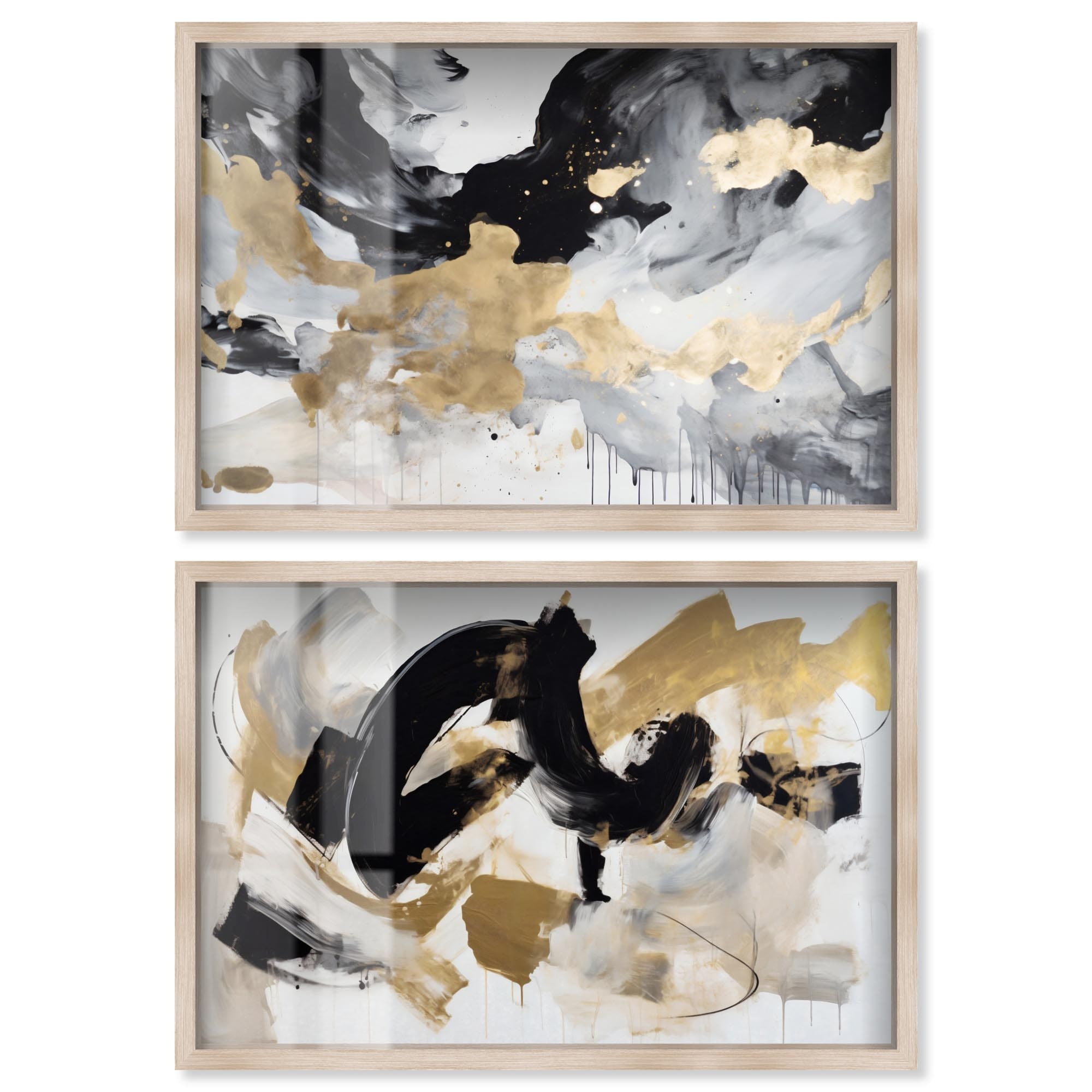 Neutral Luxe Abstracts Room Art Set of 2 Shadowbox Print by Art Remedy
