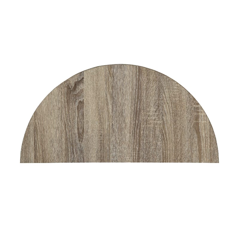 Half Moon Wooden Accent Table with 1 Bottom Shelf in Gray Oak and Gray Finish