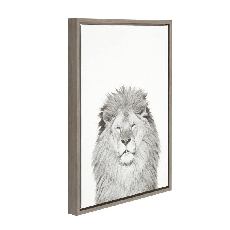 Kate and Laurel Sylvie Lion Framed Canvas by Simon Te Tai