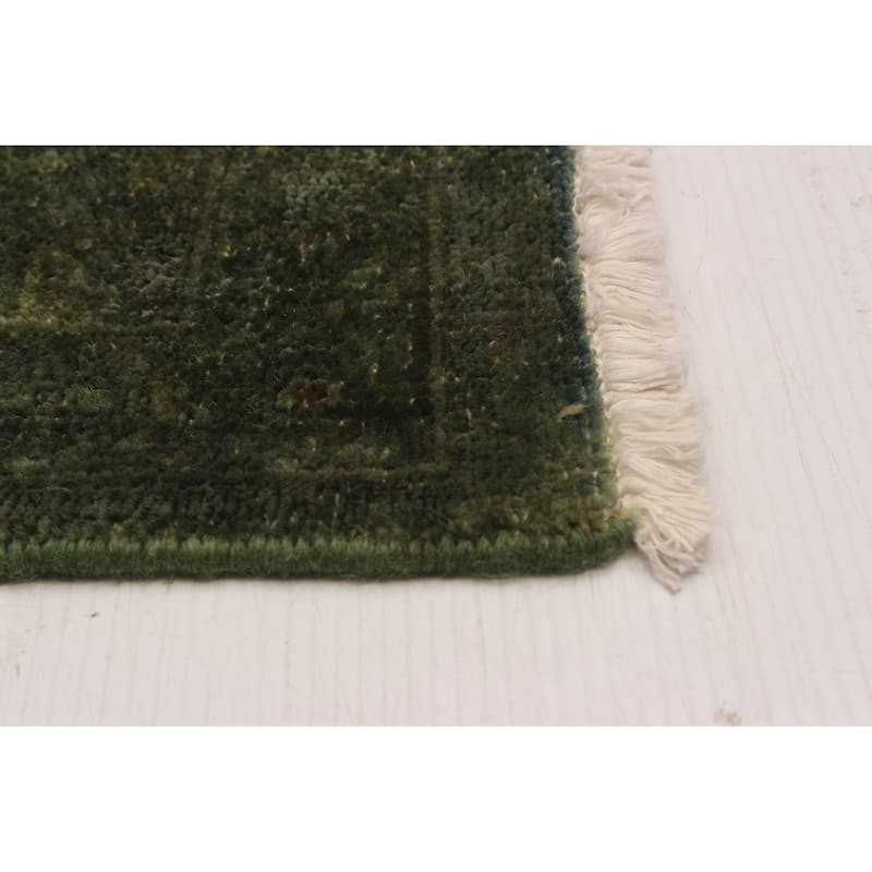 ECARPETGALLERY Hand-knotted Vibrance Dark Green Wool Rug - 5'11 x 8'7