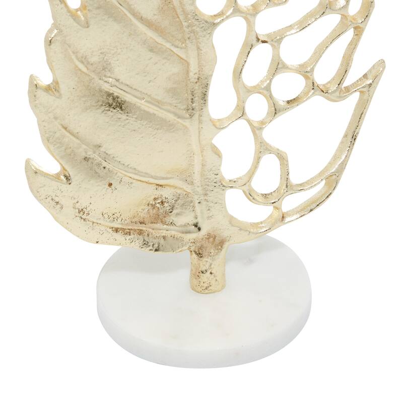 Aluminum Metal Leaf Decorative Sculpture - Set of 2 Gold - Roche River Decor