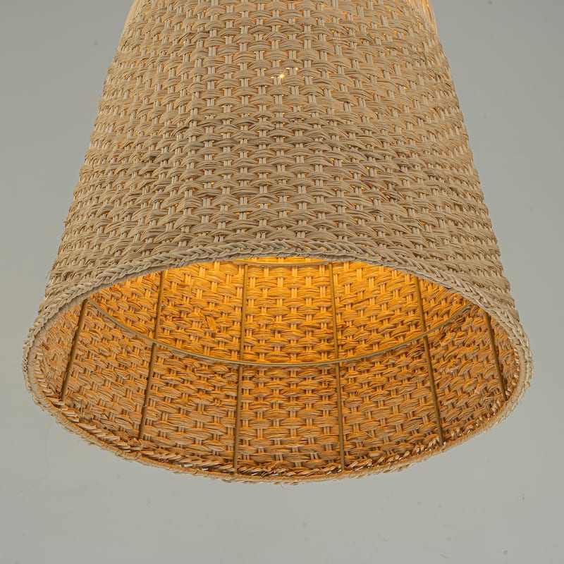 Willa 1-Light Rattan Bell Pendant, Coastal Boho - Handwoven - 16" Wide