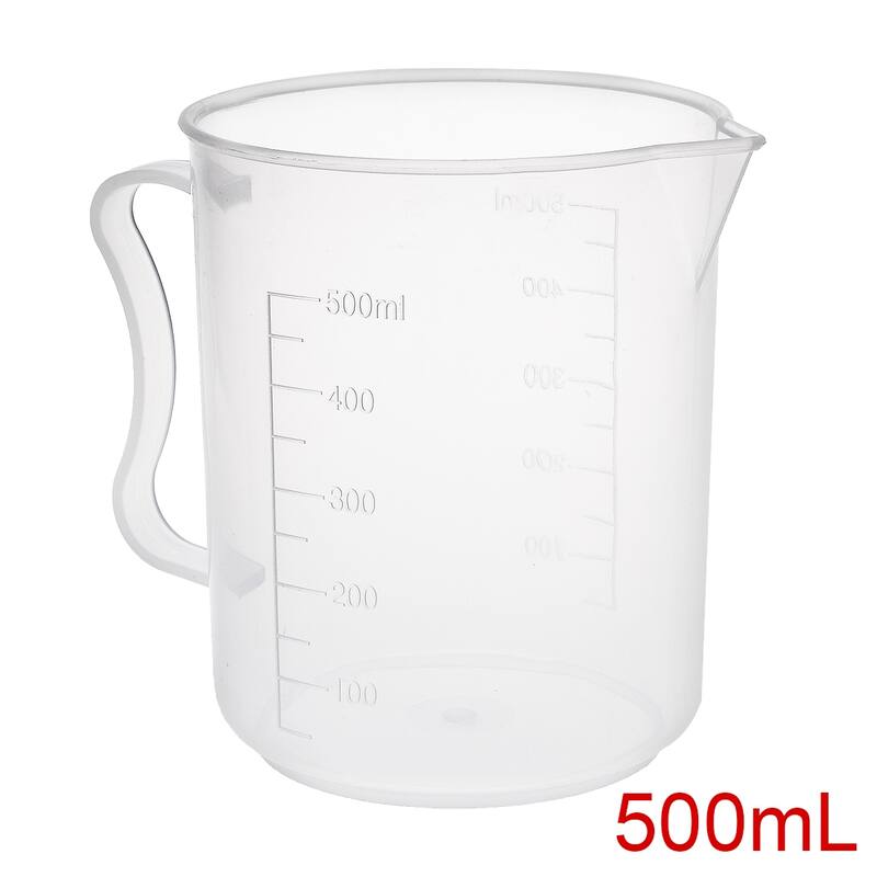 3pcs Laboratory Clear White PP Plastic Measuring Cup Handled Beaker