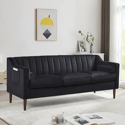Modern Chesterfield Comfortable Upholstered Sofa with Wood Legs