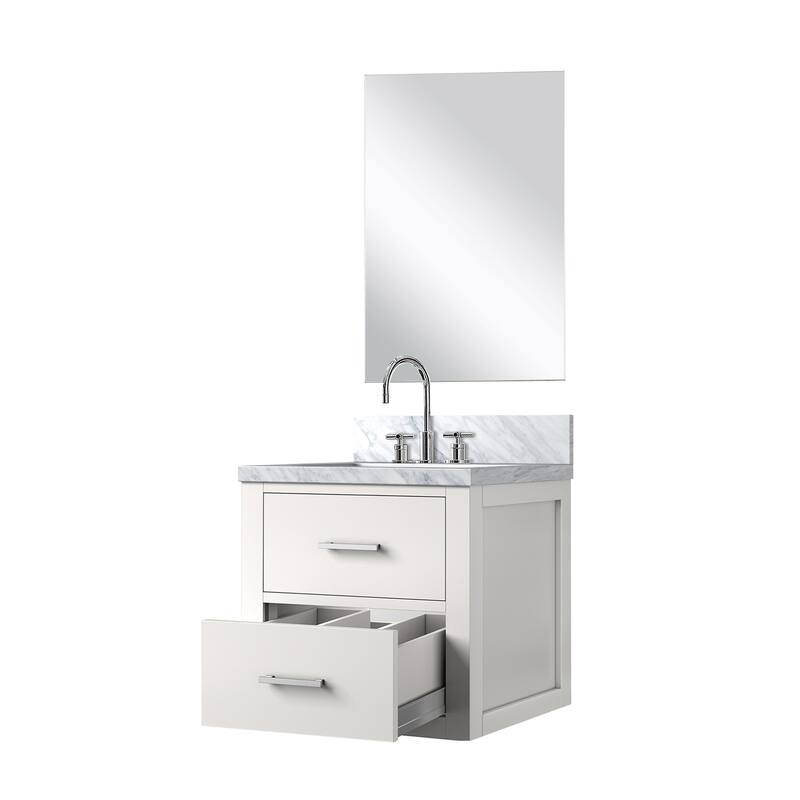 Castor Bath Vanity with Acrylic Top, Sink, Mirror and Faucet