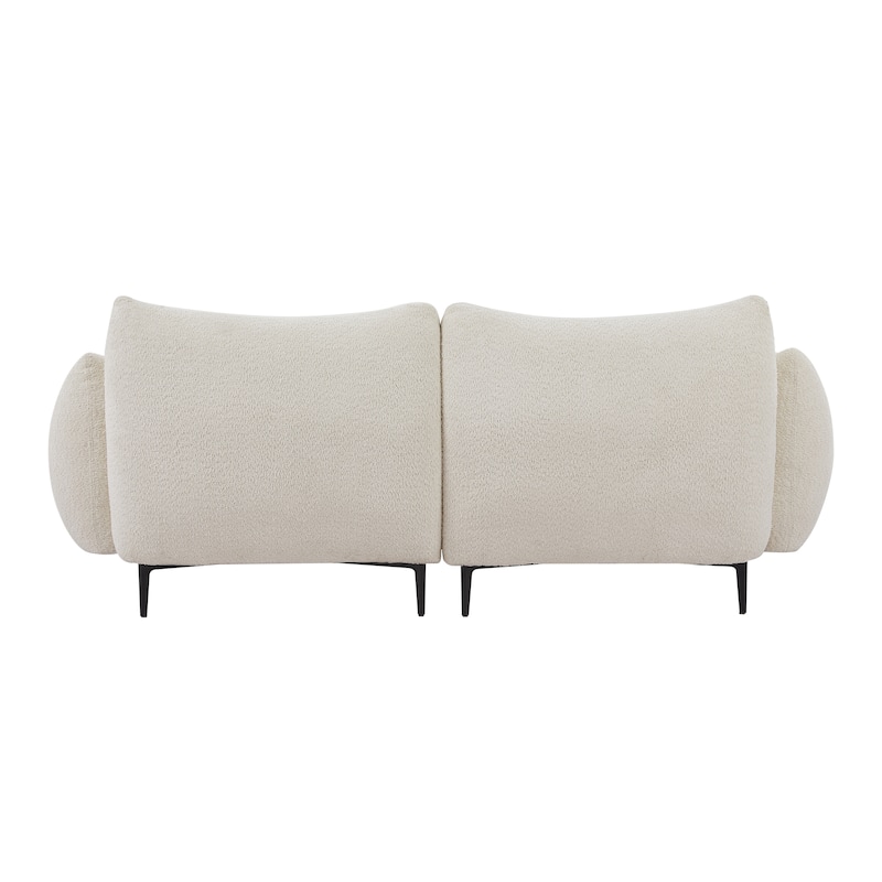Loveseat Sofa Upholstered Deep Seat Sofa with Metal Legs Lounge Couch Solid Wood Frame Couch with 2 Pillows Tufted Couch