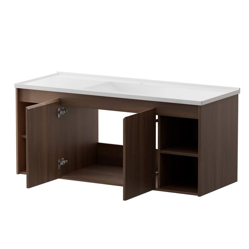 48-Inch Wall-Mounted Modern Bathroom Vanity with Single Sink – Sleek MDF Construction for Contemporary Spaces