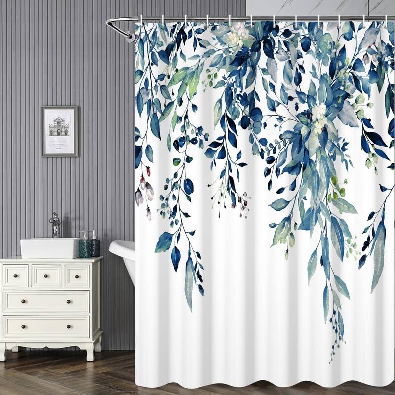 Botanical Bath Curtains Waterproof Fabric for Home Decor, 72"Wx72"H