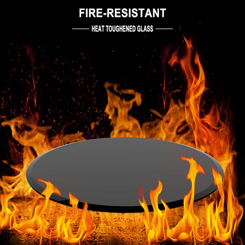 Round Tempered Glass Table Top black Glass Thick Beveled Polished Edge
