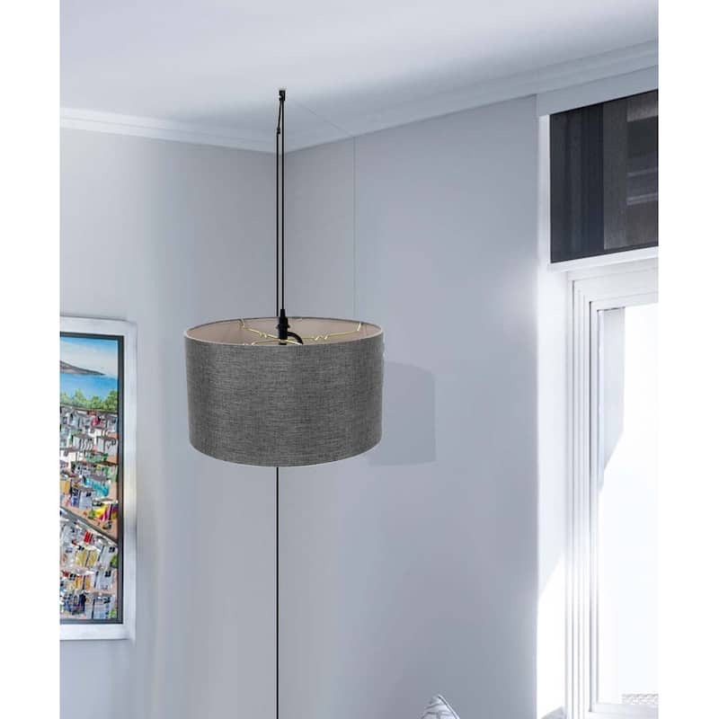 1-Light Plug In Swag Pendant Ceiling Light Granite Grey Shade