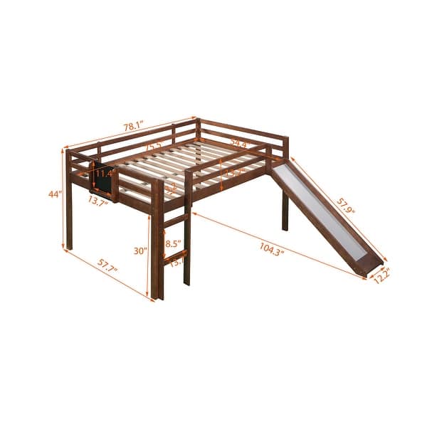 dimension image slide 1 of 3, Kid-Friendly Design Full Size Loft Bed with Ladder Kids Bed