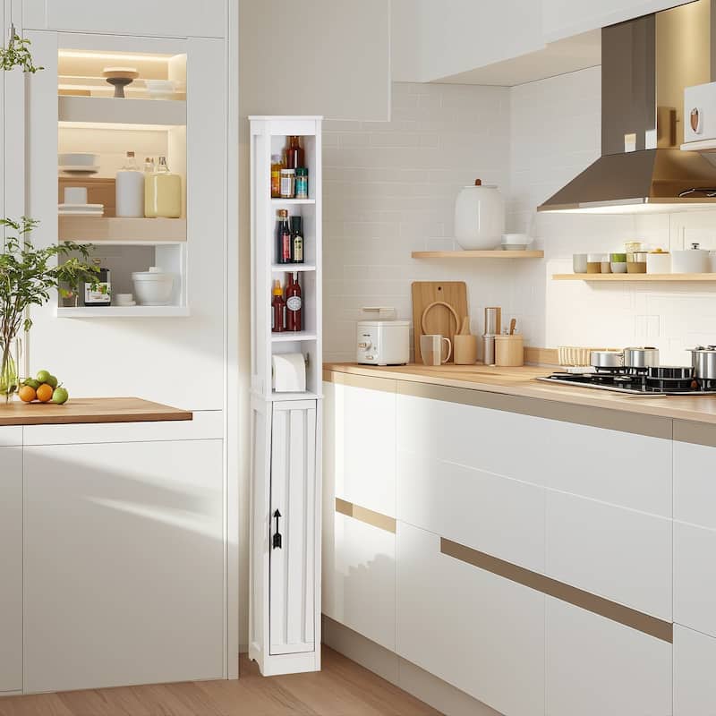VECELO 70.86 inch Tall Bathroom Storage Cabinet with 1 Door & 4 Shelves, Floor Cabinet, Kitchen Pantry Cabinet