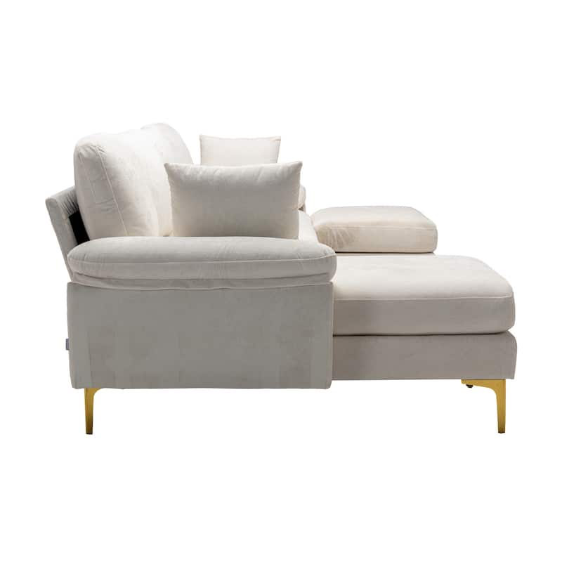 LShaped Living Room Sectional Sofa, Convertible Modular Sofa with Gold