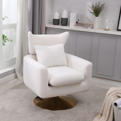 Mid-Century Linen Upholstered 360° Swivel Accent Chair: Classic Design.