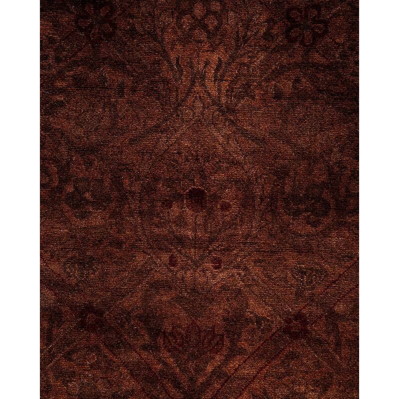 Overton Hand Knotted Wool Vintage Inspired Modern Contemporary Overdyed Brown Runner Rug - 2' 7" x 9' 2"