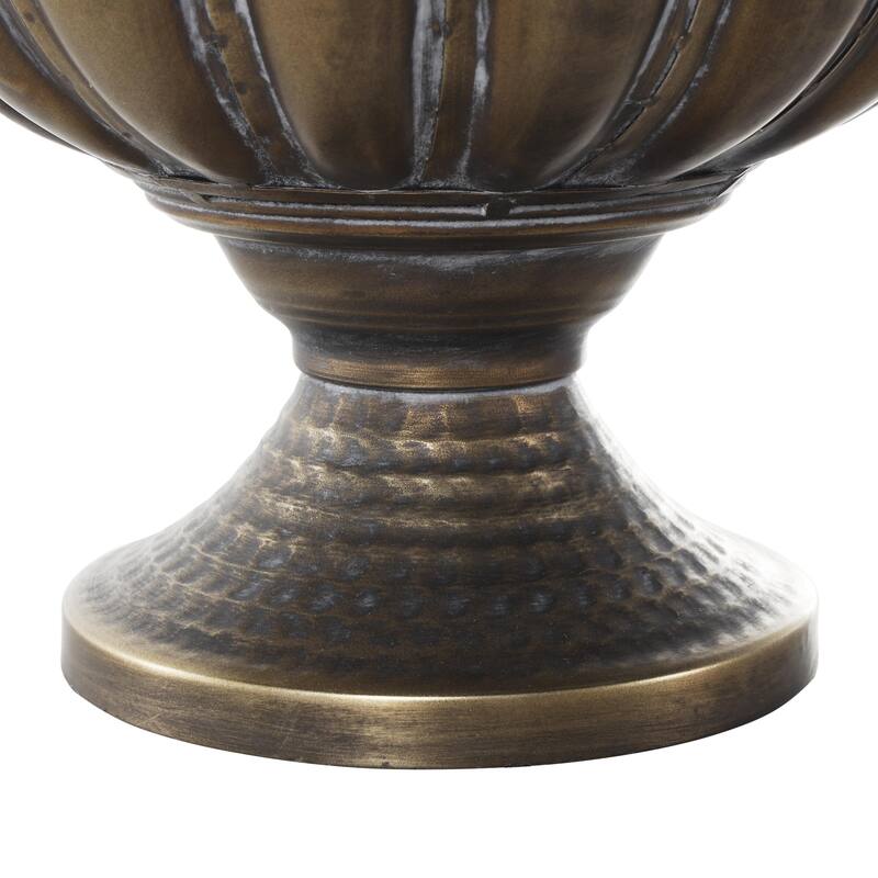 Metal Urn Shaped Decorative Vase with Cut Outs - Bronze - Roche River Decor