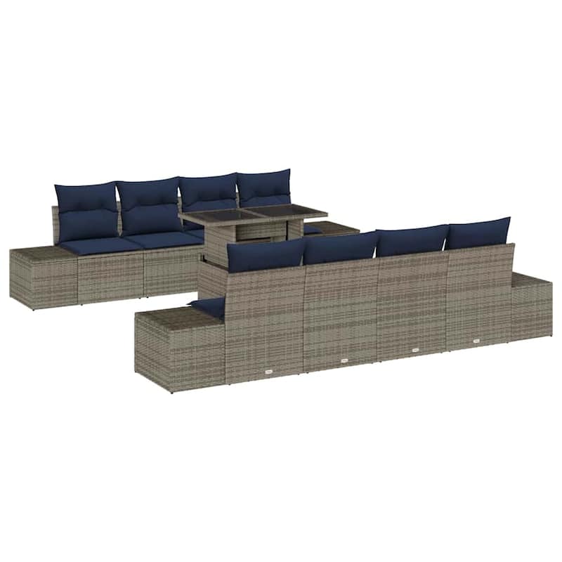 vidaXL 9 Piece Garden Sofa Set with Cushions - 115.8×24.4×27.2