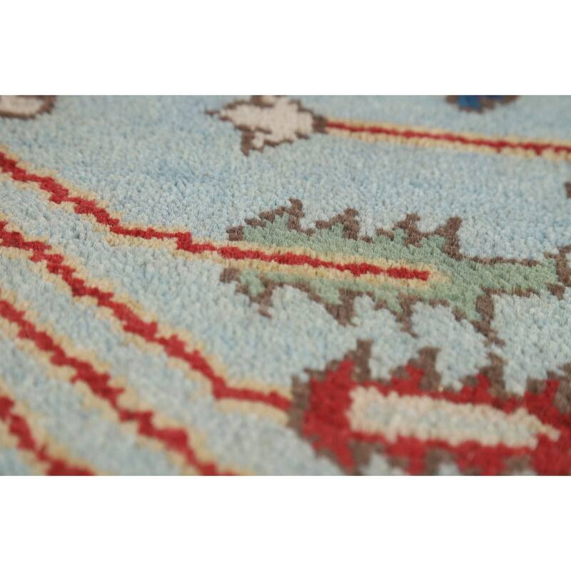 Light Blue Heriz Serapi Indian Area Rug Hand-Knotted Wool Carpet - 7'9" x 9'9"
