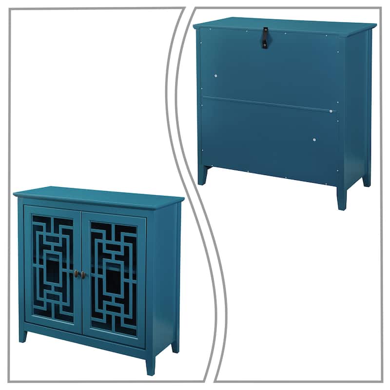 Traditional Vintage Style Wooden Sideboard, Teal Blue