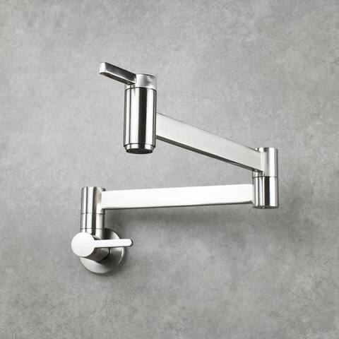 Brushed Nickel Foldable Faucet Double Handles Cold Water Kitchen Tap