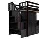 preview thumbnail 36 of 110, Twin/Full Size Loft Bed with Storage Staircase, Wardrobe and Desk, Solid Wood Loft Bedframe with 2 Storage Drawers and Shelves