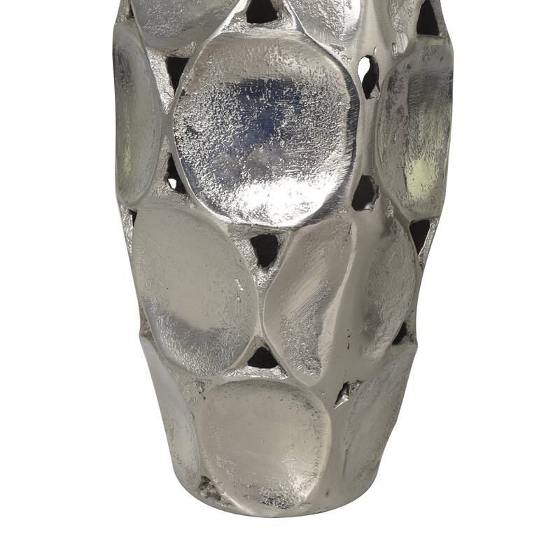 Aluminum Metal Geometric Open Framed Decorative Vase with Circular Plates - Set of 2 Gold or Silver - Roche River Decor