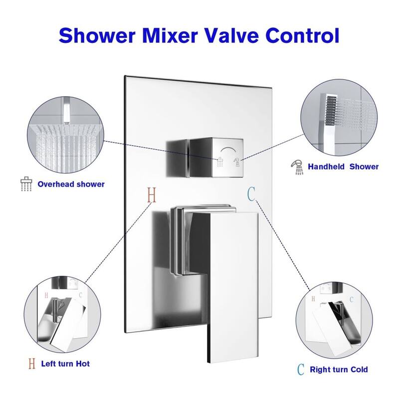 Lordear Shower System - Rainfall Overhead Shower and Handheld Shower Set with Valve Combo