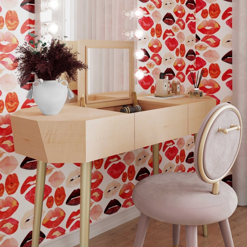 Sadie Natural Maple Vanity Desk Bed Bath Beyond 38416069
