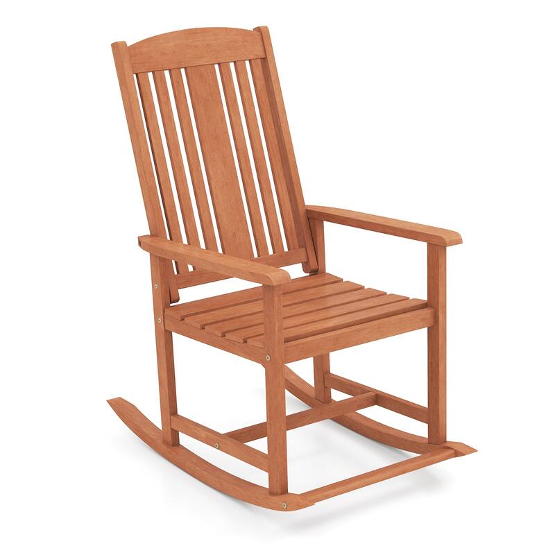 Natural Solid Wood Rocking Chair with High Backrest and DIY Paint Option - 35.5" L × 23.5" W × 42" H