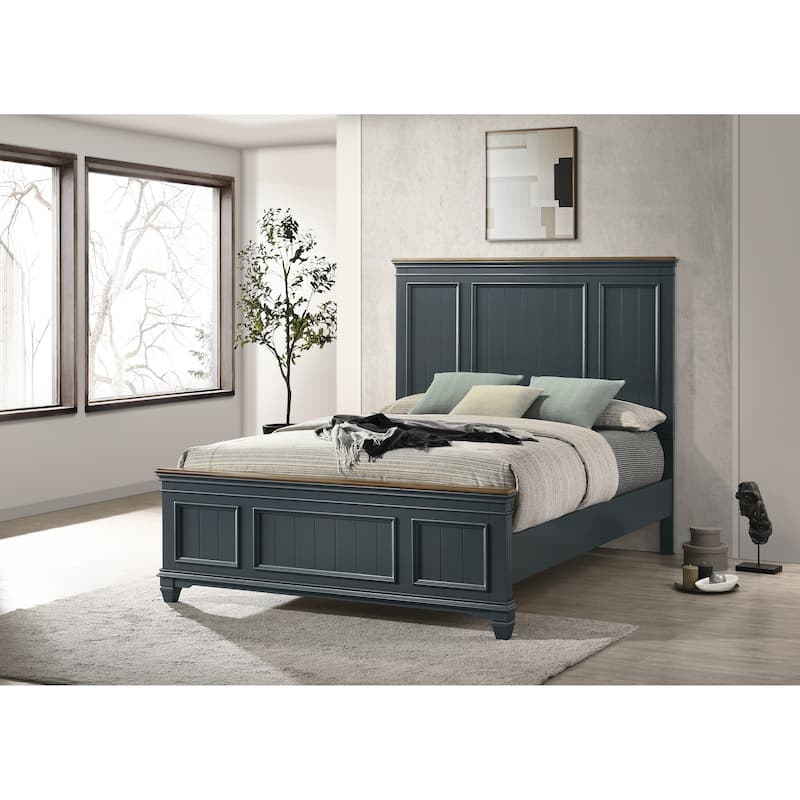 Roundhill Furniture Clelane Wood Bedroom Set with Bed, Dresser, Mirror, and Nightstand