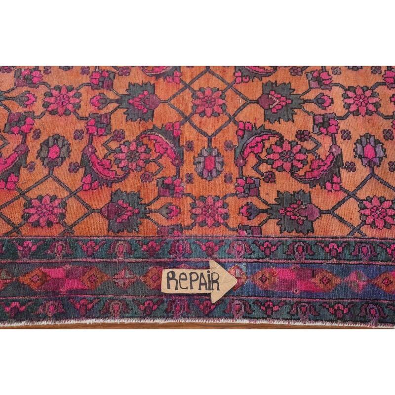 Over-Dyed Sirjan Persian Vintage Runner Rug Handmade Wool Carpet - 3'11"x 9'10"
