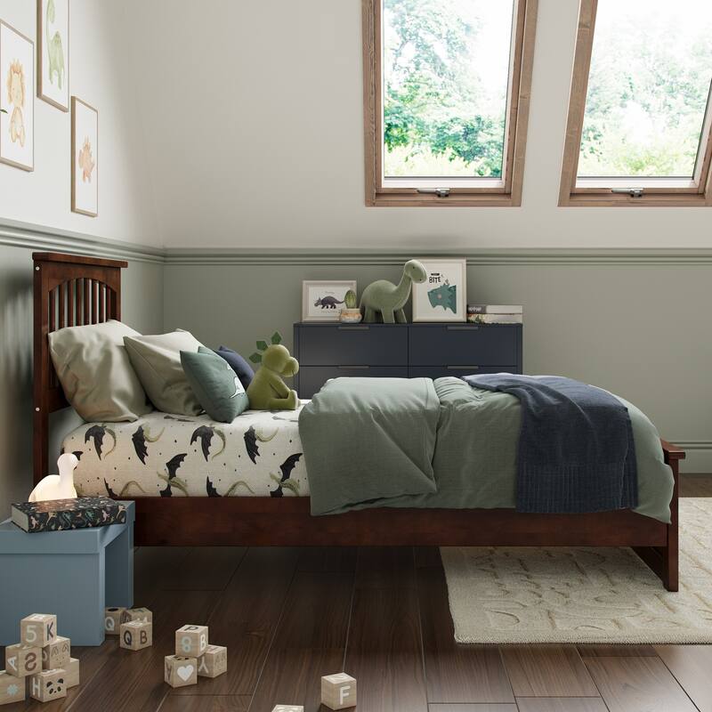 Becket Solid Wood Low Profile Platform Bed with Matching Footboard