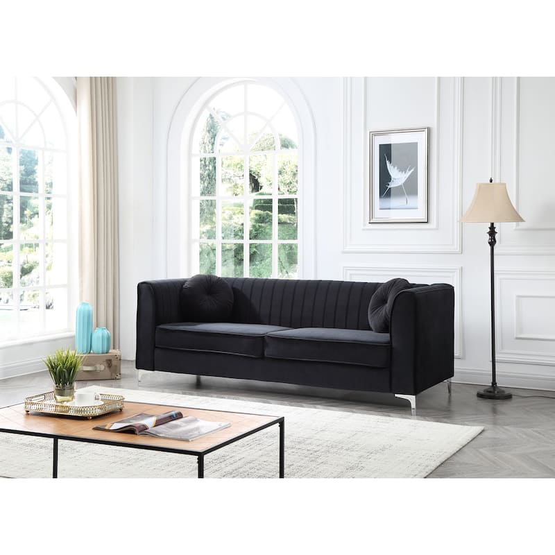 Delray Velvet Tufted Sofa - Black