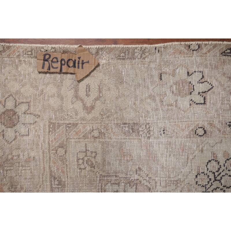 Distressed Tabriz Vintage Persian Rug Handmade Muted Wool Carpet - 6'2" x 9'2"