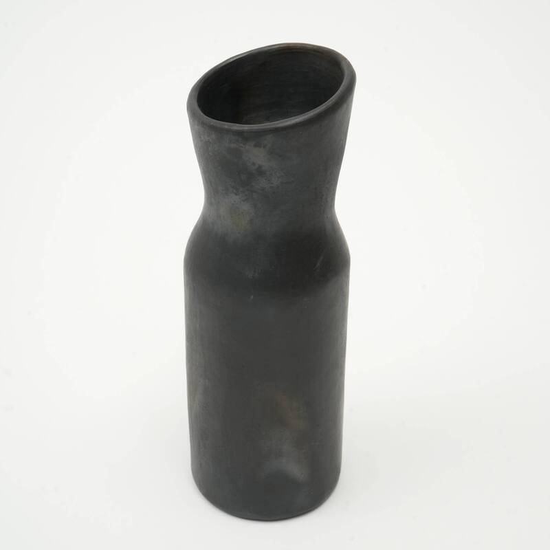 Longpi Pottery Black Clay Vase - Handmade Traditional 3.5x3.5x11 Inch