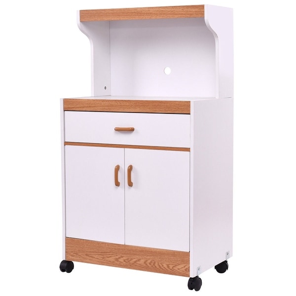 Shop Rolling Microwave Stand Cabinet with Drawer and Two Doors - On