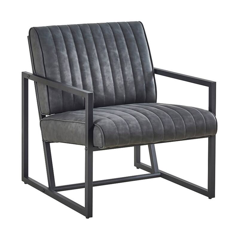Modern design high quality PU+ steel armchair，for Kitchen, Dining, Bedroom, Living Room - Grey