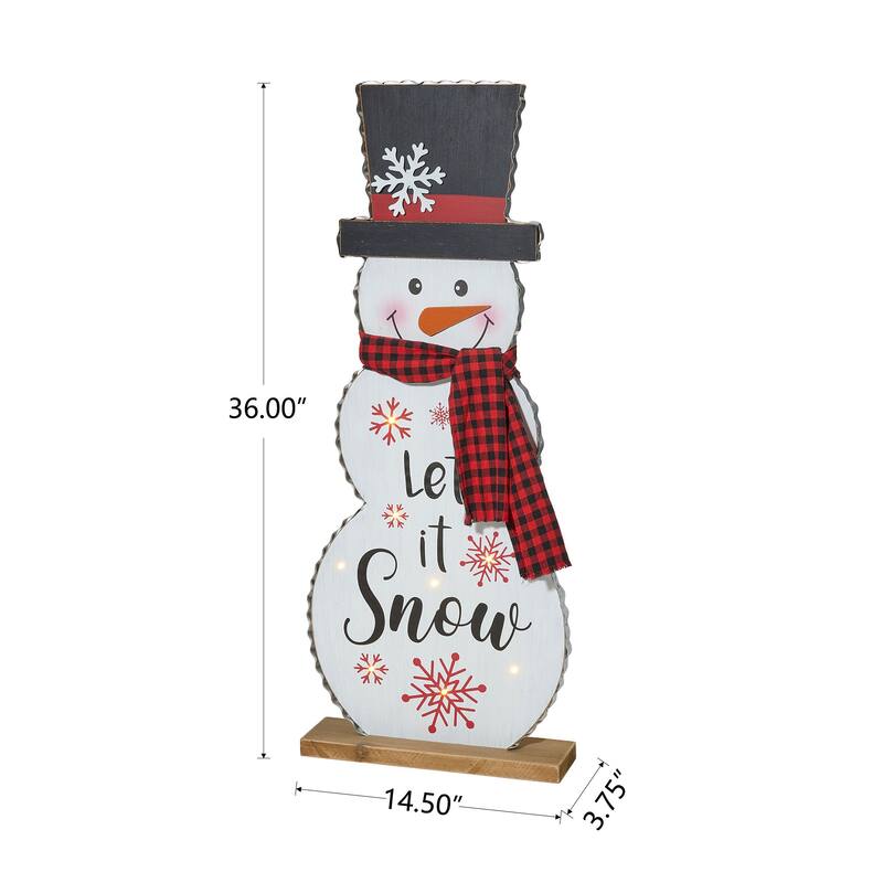Glitzhome 36"H Lighted Wooden Christmas Snowman Or Santa Porch Decor