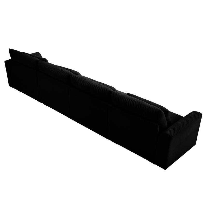 GDFStudio - Finnegan 4‑Seater Corduroy Sofa with 4 Waist Pillows