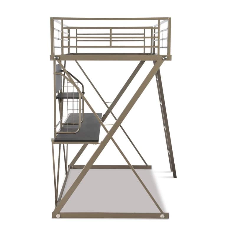 Linon Carlisle Pewter Twin Z Student Loft bed