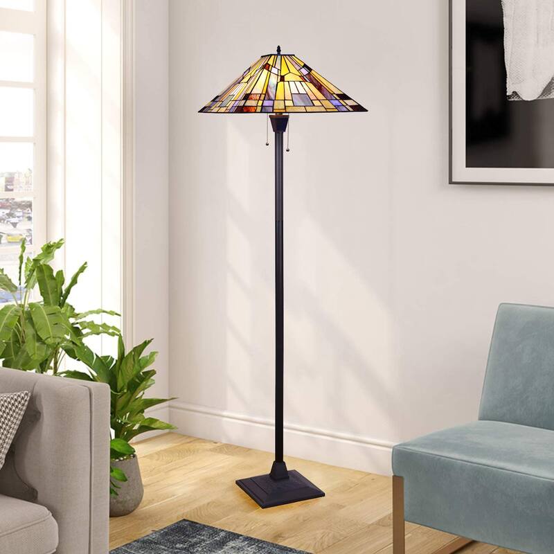 Tiffany-Style Mission Design Blackish Bronze Floor Lamp