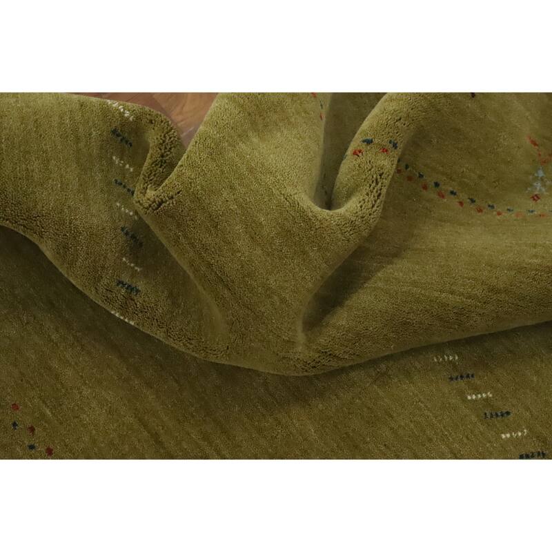 Hand Knotted Oriental 100% Wool Carpet Tribal Animal Pictorial Green Gabbeh Area Rug - 7' 9'' X 5' 0''