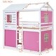 preview thumbnail 12 of 36, Twin Size Solid Wood Kids Bed Bunk Wood House Bed with Tent