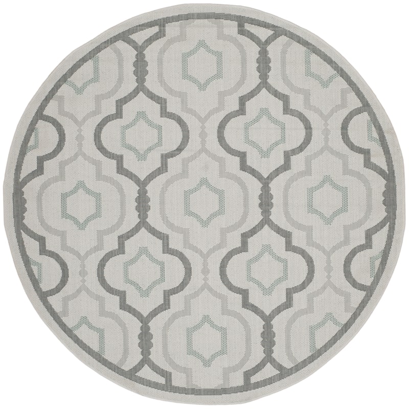 SAFAVIEH Courtyard Oyvor Indoor/ Outdoor Waterproof Patio Backyard Rug - 5'3" Round - Light Grey/Anthracite
