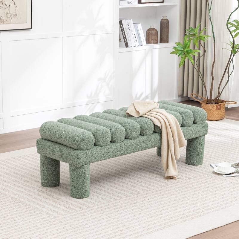 SEYNAR Modern Teddy Velvet Upholstered Rentangle Ottoman
