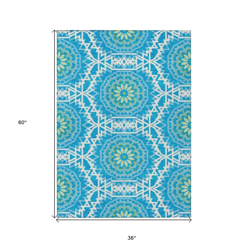 HomeRoots Floral Medallion Transitional Rectangle Outdoor Rug