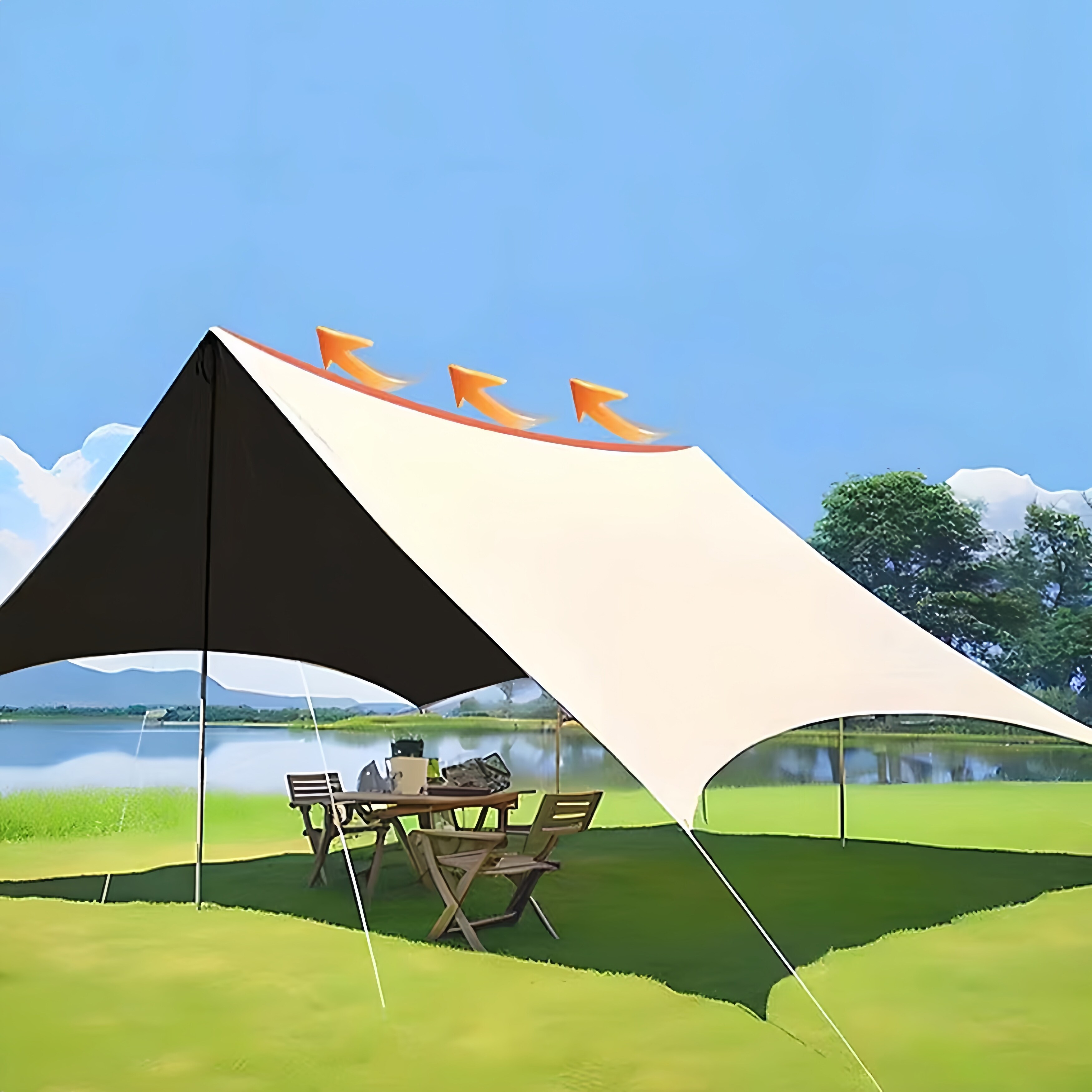 Outsunny Quick Beach Cabana Canopy Umbrella 6.5 Easy Assembly Sun Shade Shelter with Sandbags and Carry Bag Cool UV50 Bed Bath Beyond 37177117