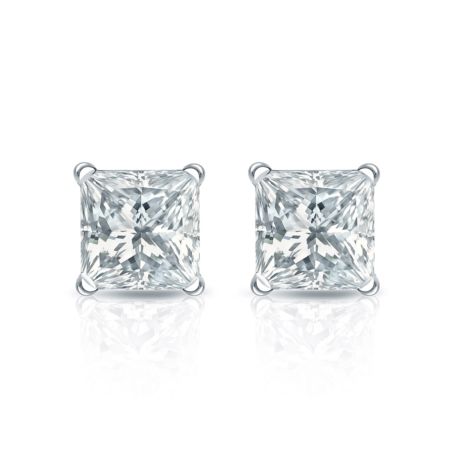Auriya 14-karat Gold Lab Grown 1.25 carat TDW Princess Diamond Stud Earrings 4-Prong Martini Push-back